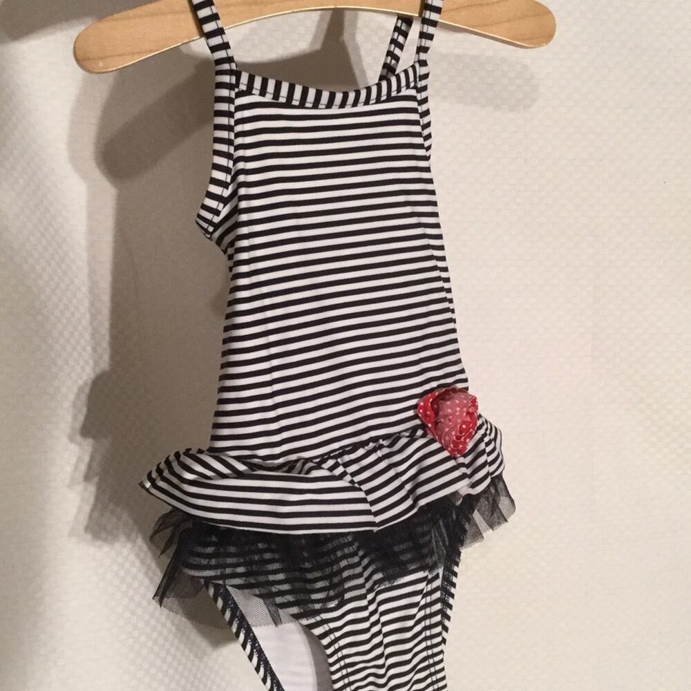 Circo swim suit red white blue 12m never worn 3D flower detail peplum skirt